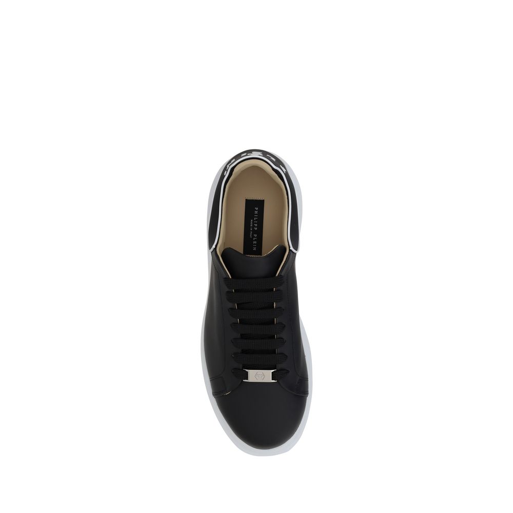 Sneakers basses en cuir de veau noir Philipp Plein Bos Taurus, design moderne et détail stylé.