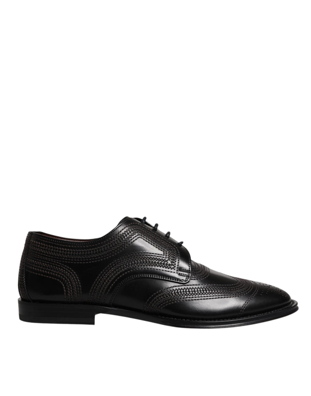 Chaussures Derby en cuir noir Dolce & Gabbana avec broderies classiques et élégantes, pour un style sophistiqué.