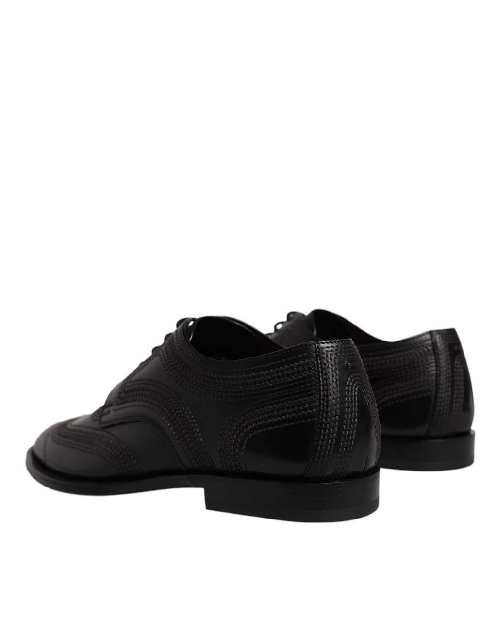 Chaussures Derby en cuir noir Dolce & Gabbana avec broderies élégantes, style classique pour homme.