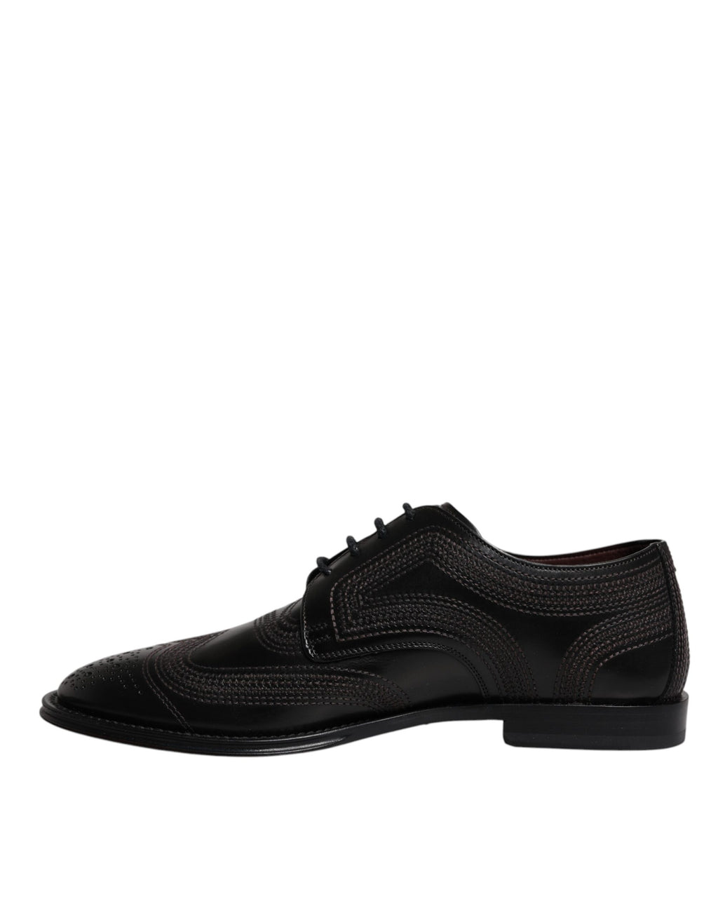Chaussures derby en cuir noir Dolce & Gabbana, ornées de broderies classiques, élégantes et sophistiquées pour homme.