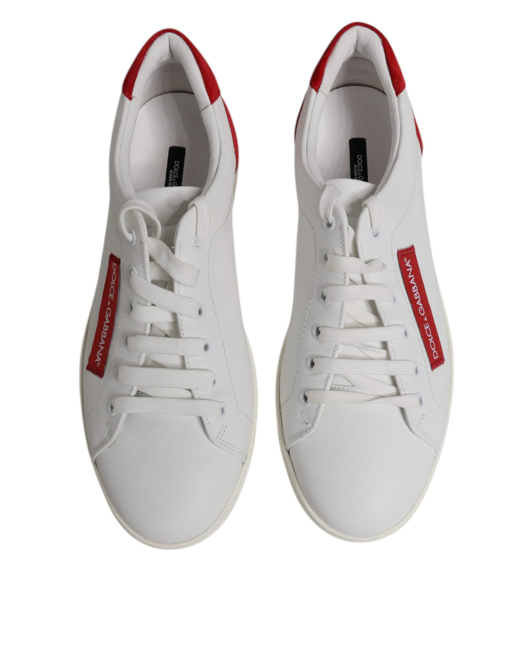 Chaussures basses en daim blanc Dolce & Gabbana pour homme, baskets élégantes en cuir souple avec semelle blanche.