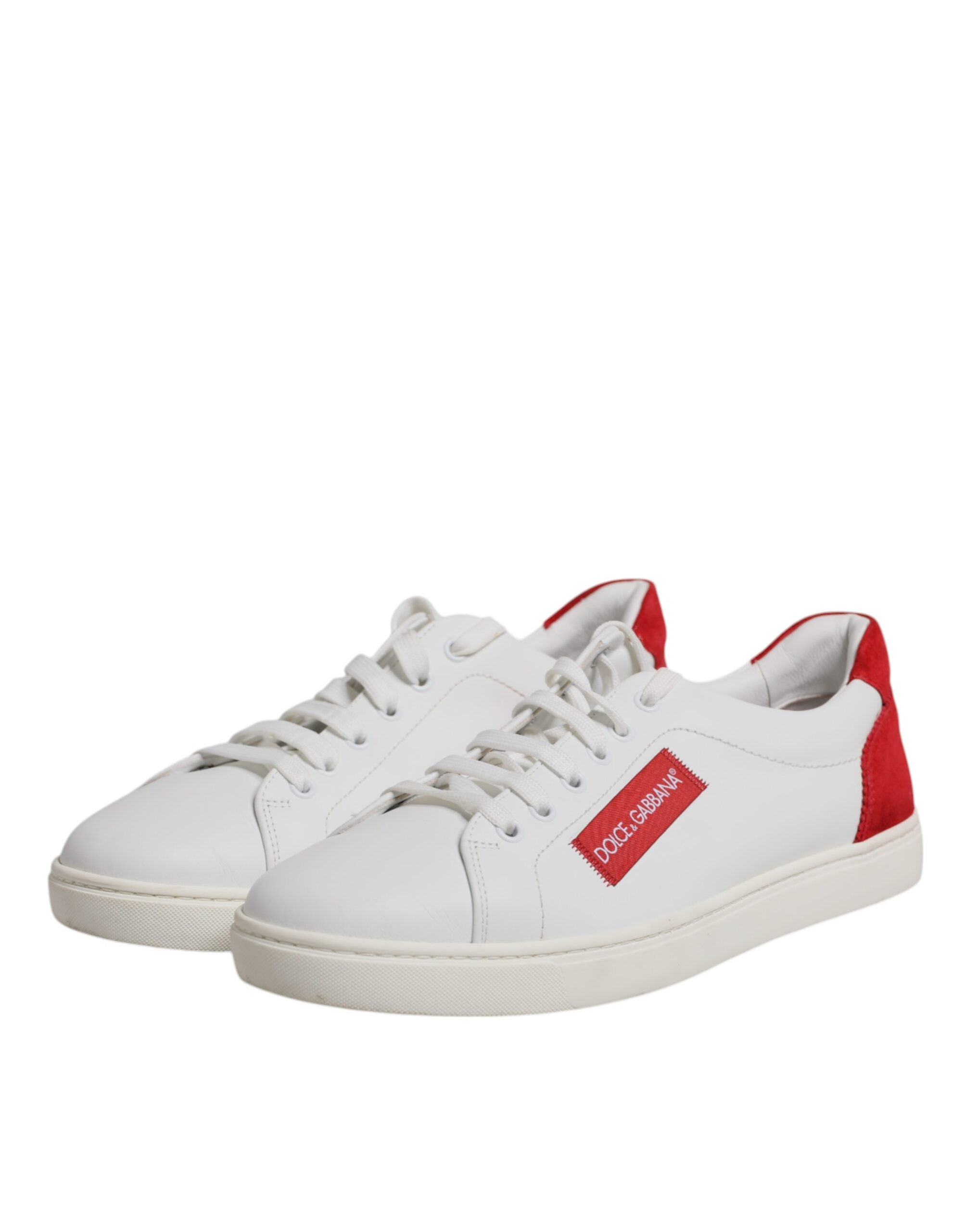 Chaussures sneakers basses en cuir suédé blanc de Dolce & Gabbana, style élégant et moderne pour homme.