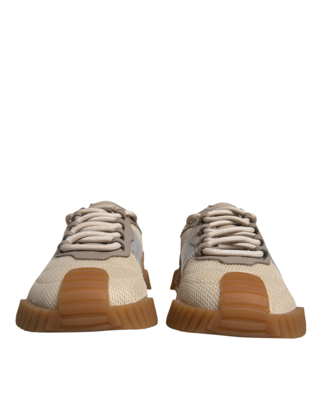 Chaussures sneakers basses multicolores Dolce & Gabbana avec laçage, en dentelle, vue de face.