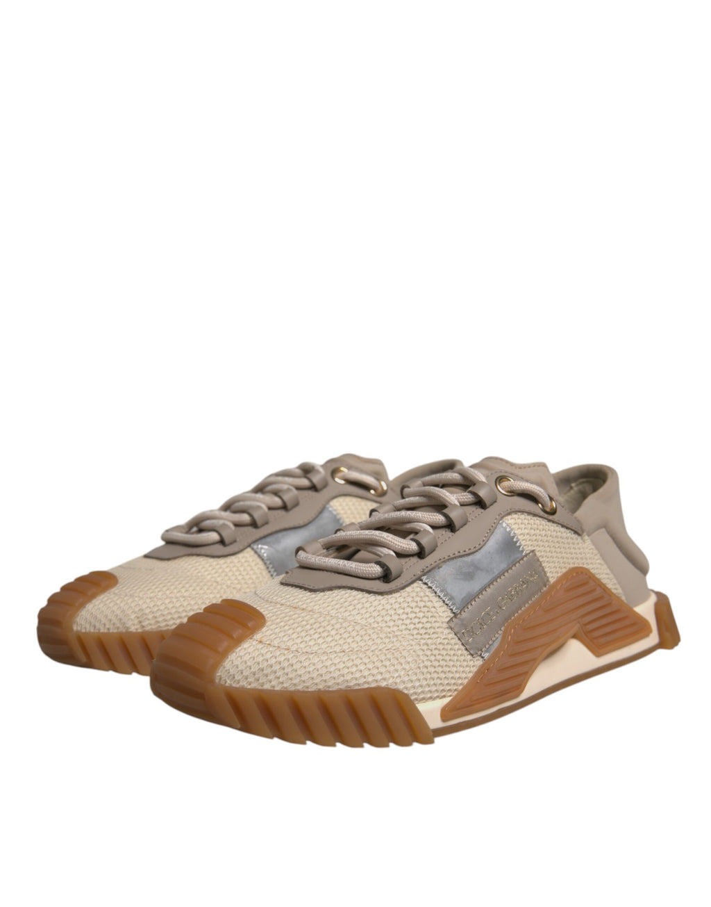 Chaussures sneakers basses Dolce & Gabbana NS1 à lacets multicolores en dentelle, vue de face.
