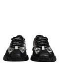 Chaussures sneakers basses noires Dolce & Gabbana Logo en dentelle avec lacets, style décontracté et élégant.