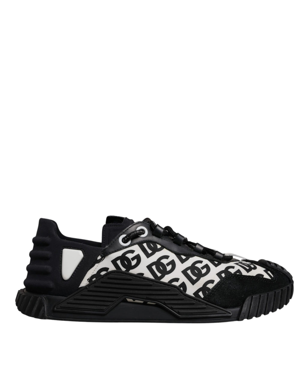 Chaussures sneakers basses noires Dolce & Gabbana avec logo, lacets et design élégant pour homme.