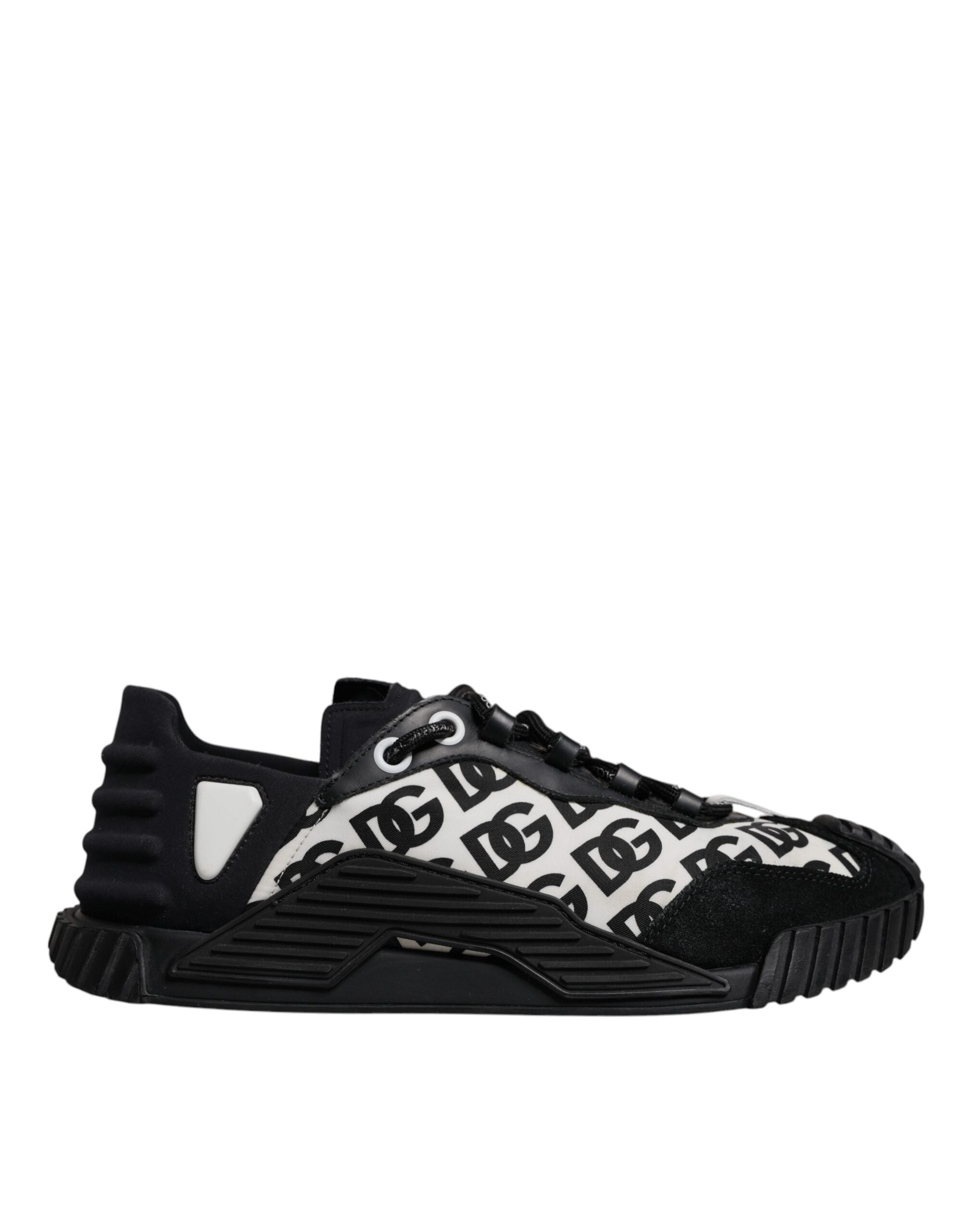 Chaussures sneakers basses noires Dolce & Gabbana avec logo, lacets et design élégant pour homme.