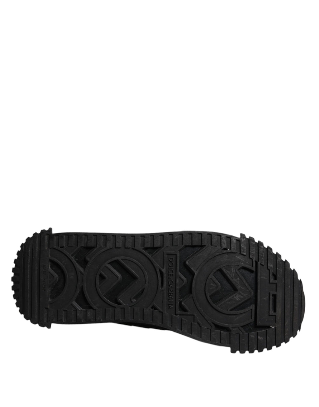 Chaussures sneakers basses noires Dolce & Gabbana Logo en dentelle et lacets, style décontracté et élégant.
