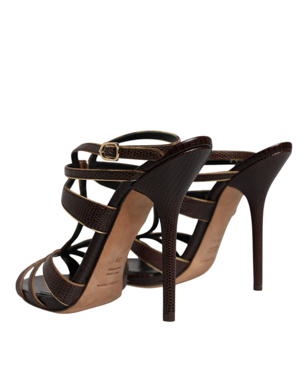 Chaussures à talons Dolce & Gabbana Bordeaux avec bride à la cheville, sandales élégantes en cuir.