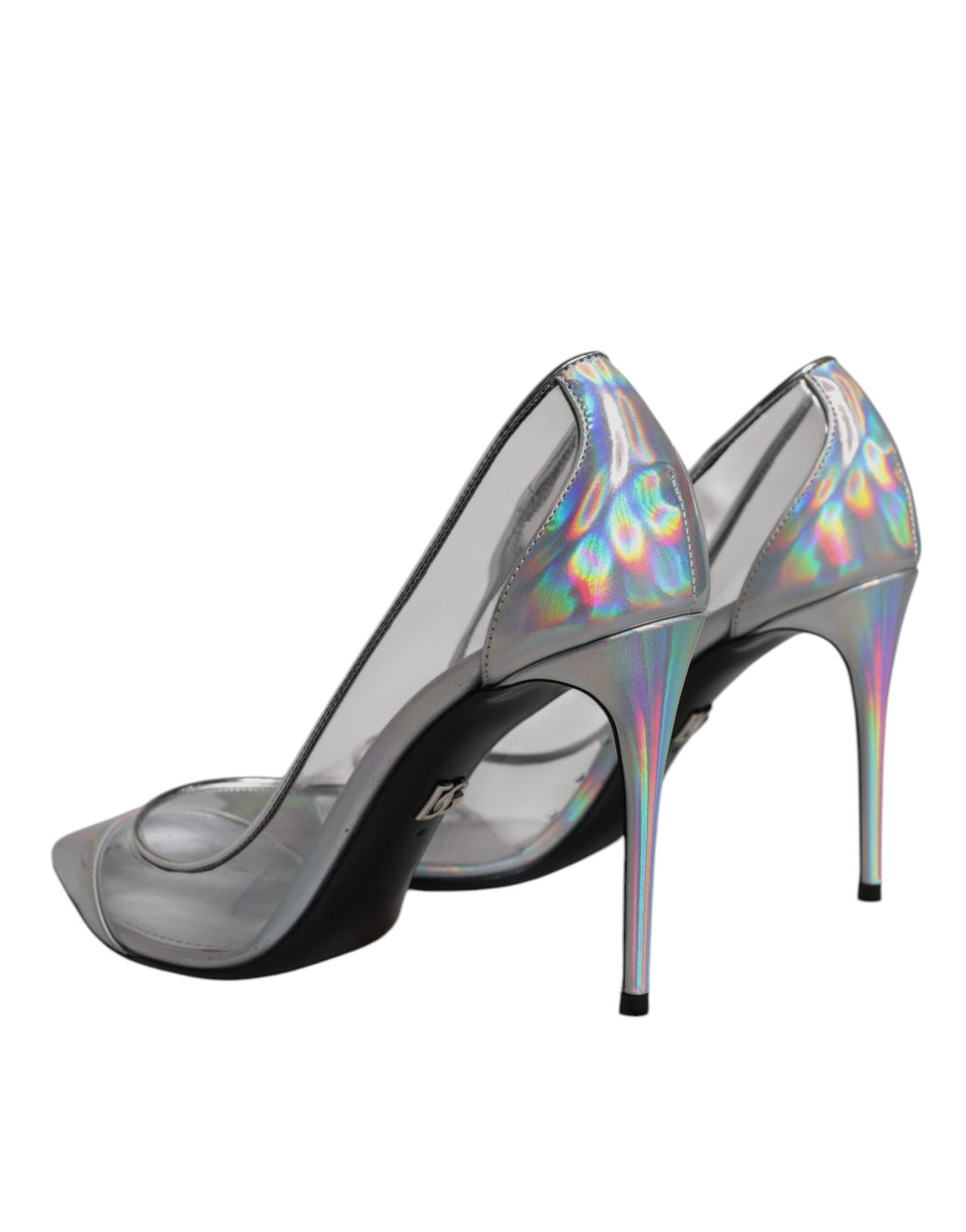 Chaussures à talons pointus Dolce & Gabbana multicolores, iridescentes, style élégant et sophistiqué.