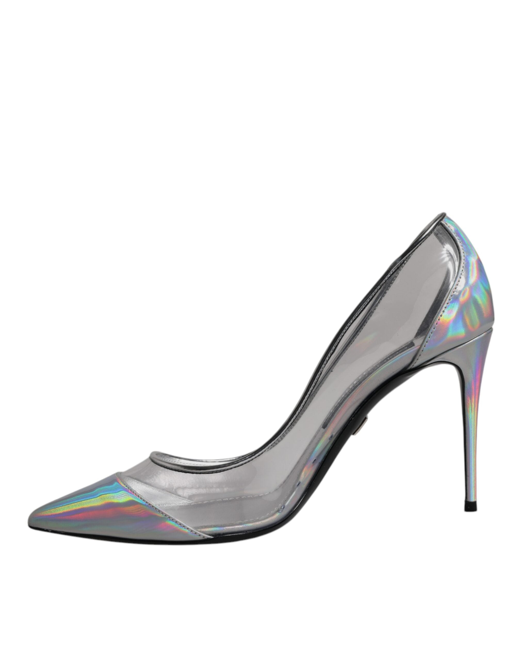 Escarpins pointus multicolores iridescents Dolce & Gabbana, chaussures élégantes en cuir avec finition brillante et détails colorés.