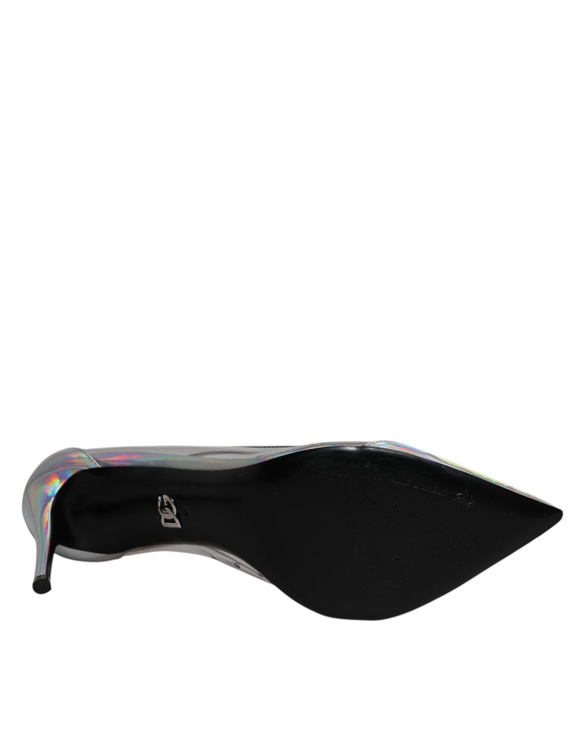 Escarpins pointus multicolores iridescents Dolce & Gabbana, chaussures élégantes avec finition brillante et talon fin.