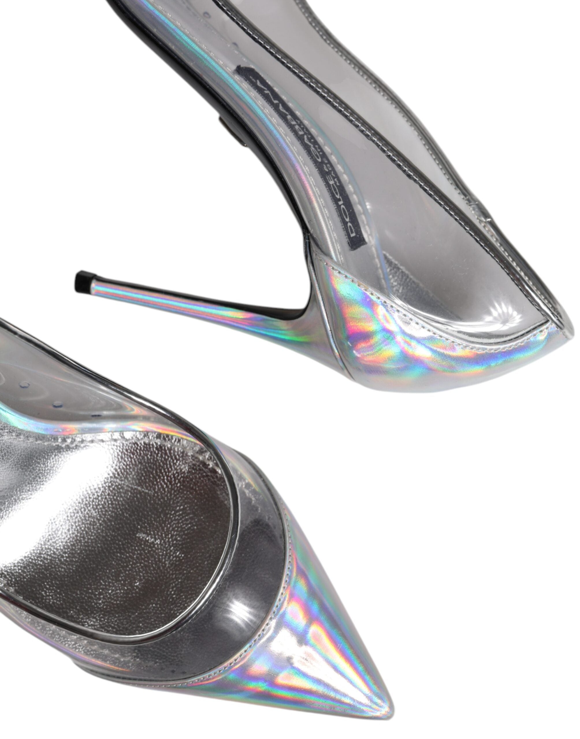 Escarpins pointus Dolce & Gabbana multicolores irisées, chaussures élégantes avec finition brillante et design sophistiqué.