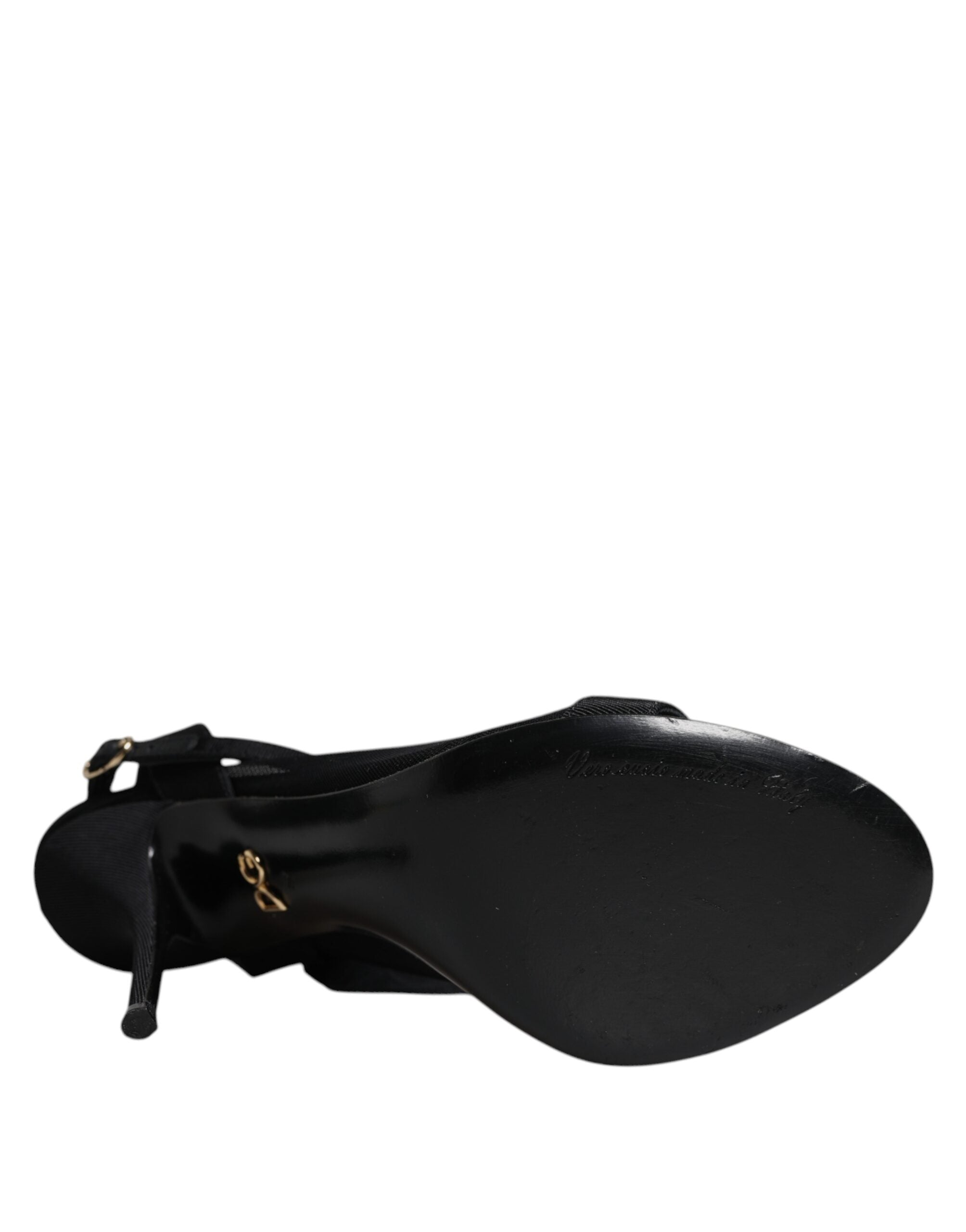Sandales à talons en tulle noir de Dolce & Gabbana, chaussures élégantes avec semelle fine et design sophistiqué.