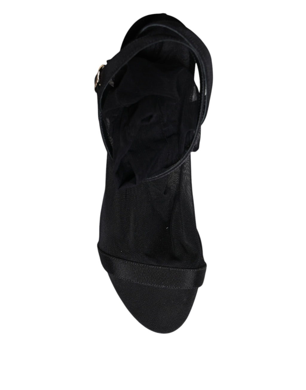 Sandales à talons noires en tulle extensible de Dolce & Gabbana, chaussures élégantes avec design sophistiqué.