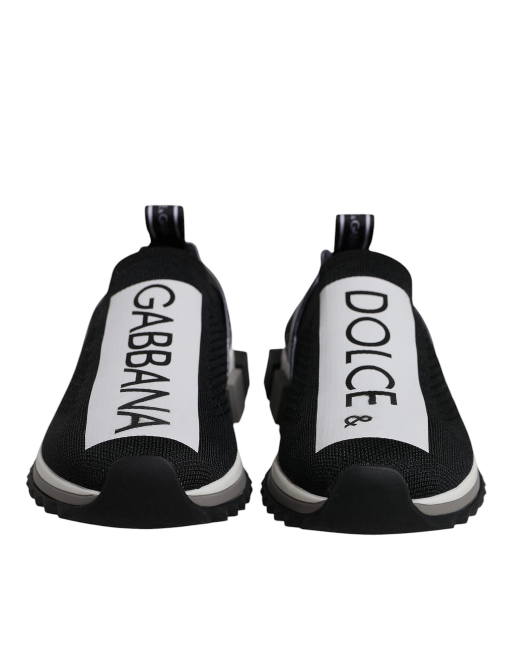 Chaussures sneakers Dolce & Gabbana Sorrento noires et blanches à enfiler, style décontracté pour hommes.