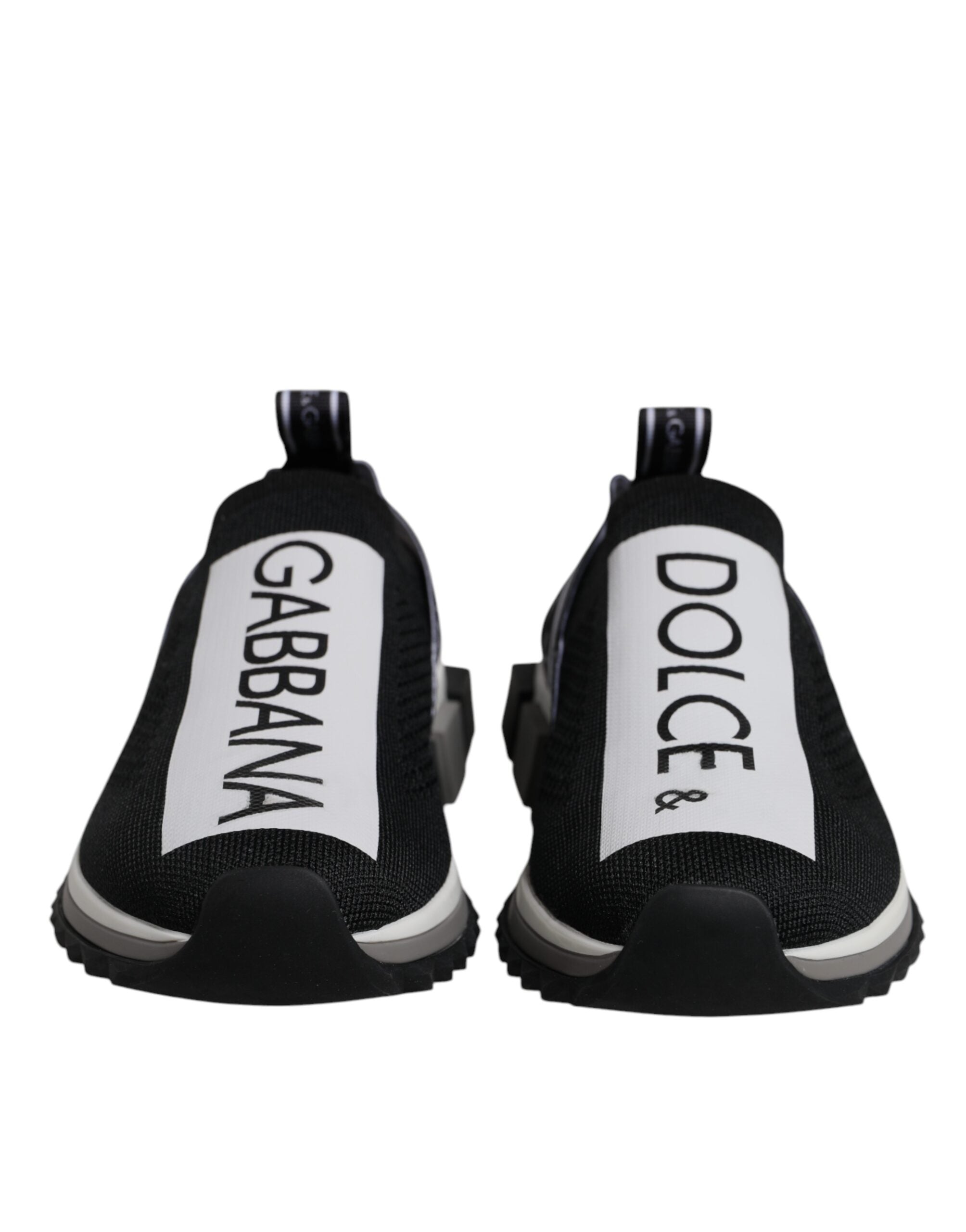 Chaussures sneakers Dolce & Gabbana Sorrento noires et blanches à enfiler, style décontracté pour hommes.