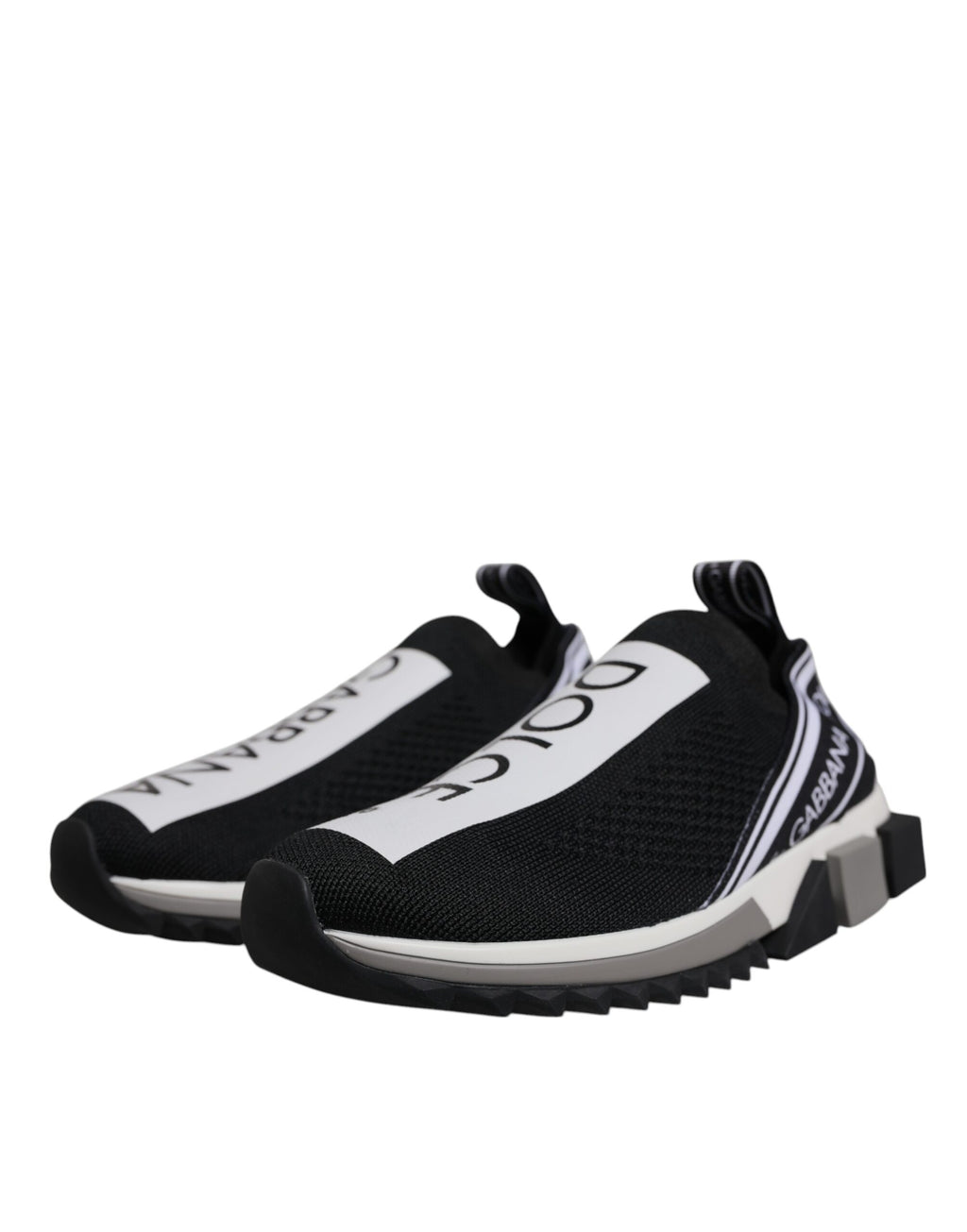 Chaussures slip-on Dolce & Gabbana Sorrento en noir et blanc, baskets confortables et élégantes pour homme.
