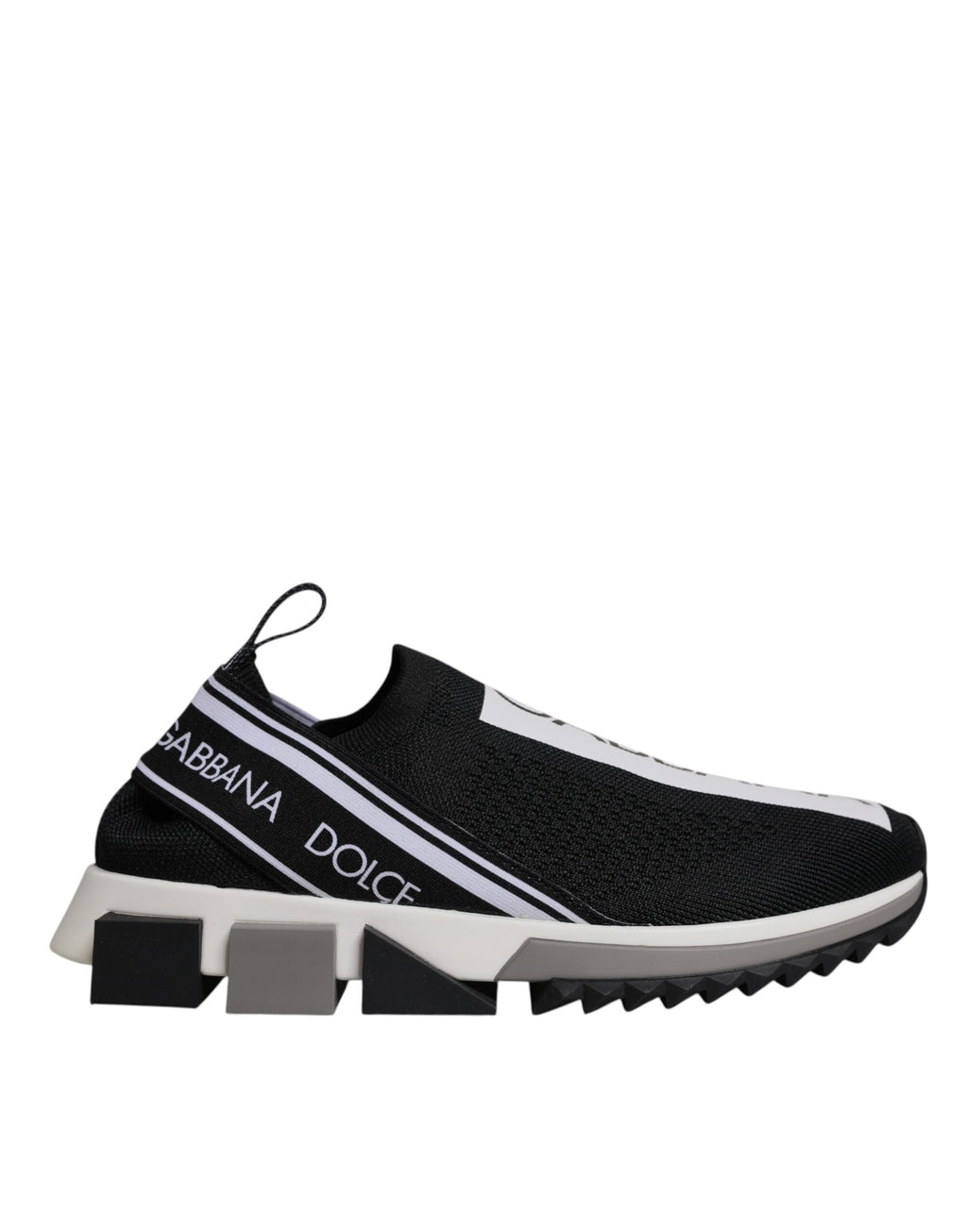 Chaussures slip-on Dolce & Gabbana Sorrento en noir et blanc, baskets élégantes pour homme, vue de face.