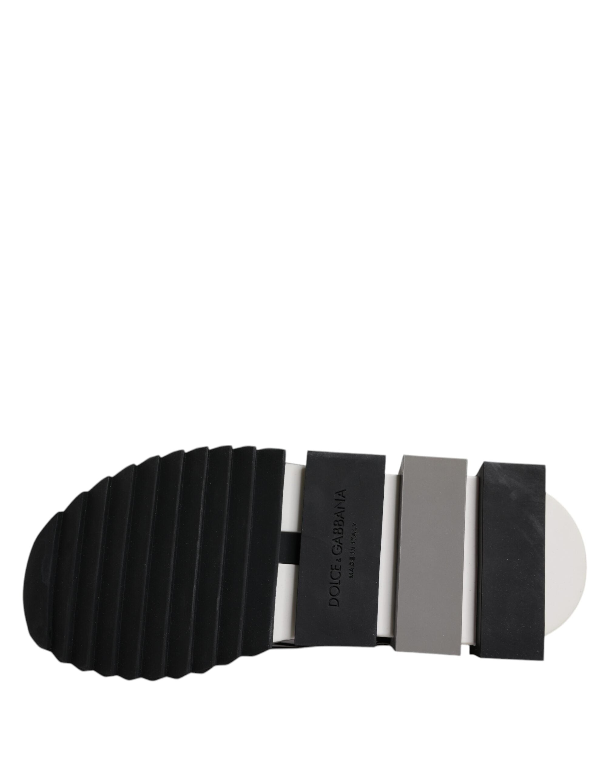 Chaussures sneakers Dolce & Gabbana Sorrento noires et blanches, style slip-on, vue de face.