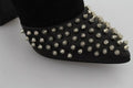 Chaussures à talons noires en daim Philipp Plein avec studs, bottines à la cheville élégantes et tendance.
