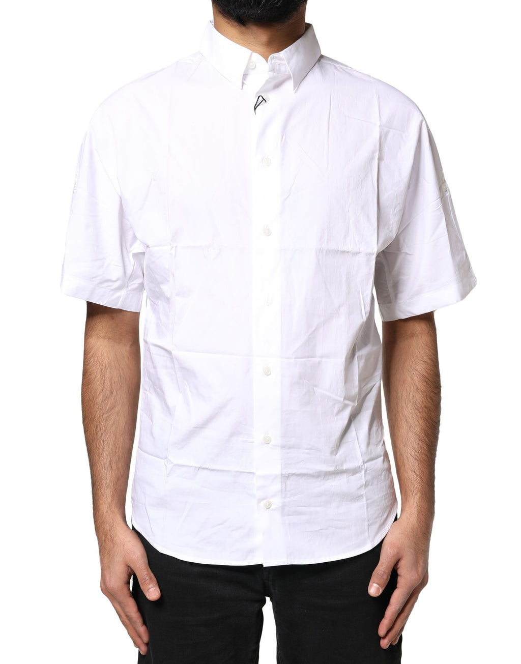 Chemise polo blanche en coton pour homme de Dolce & Gabbana, boutonnière décontractée et élégante.