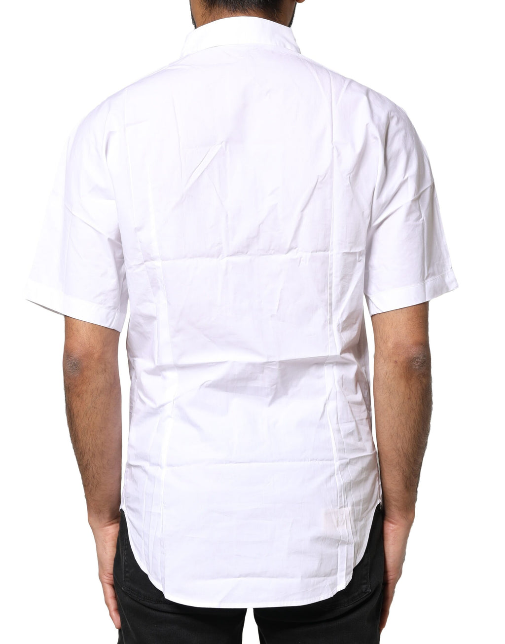 Chemise polo décontractée blanche pour homme Dolce & Gabbana en coton avec boutons, style élégant et confortable.