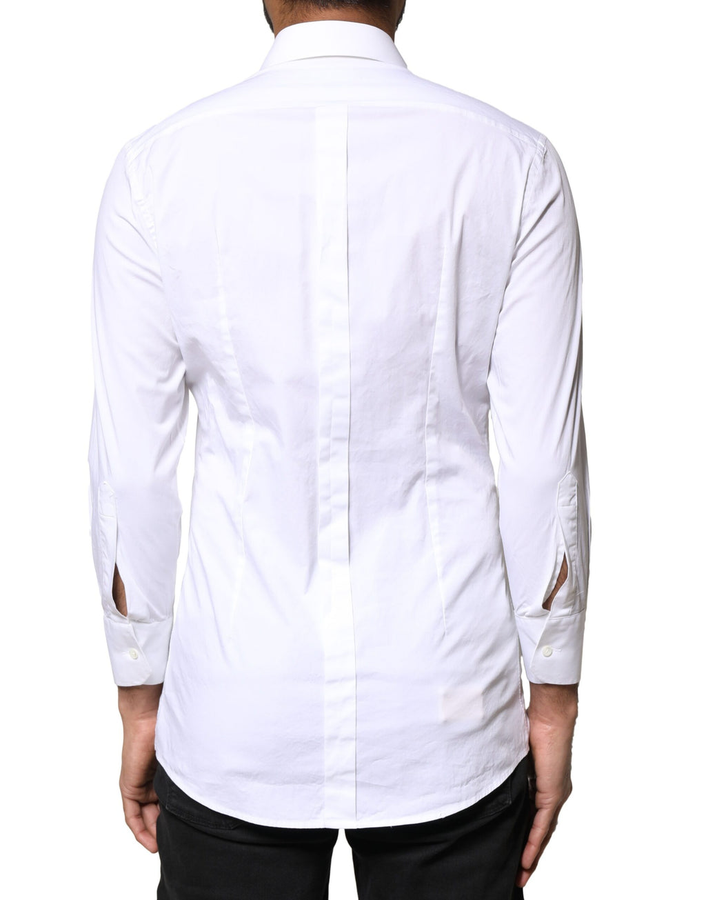 Chemise blanche en coton Dolce & Gabbana pour homme à manches longues, élégante et sophistiquée.