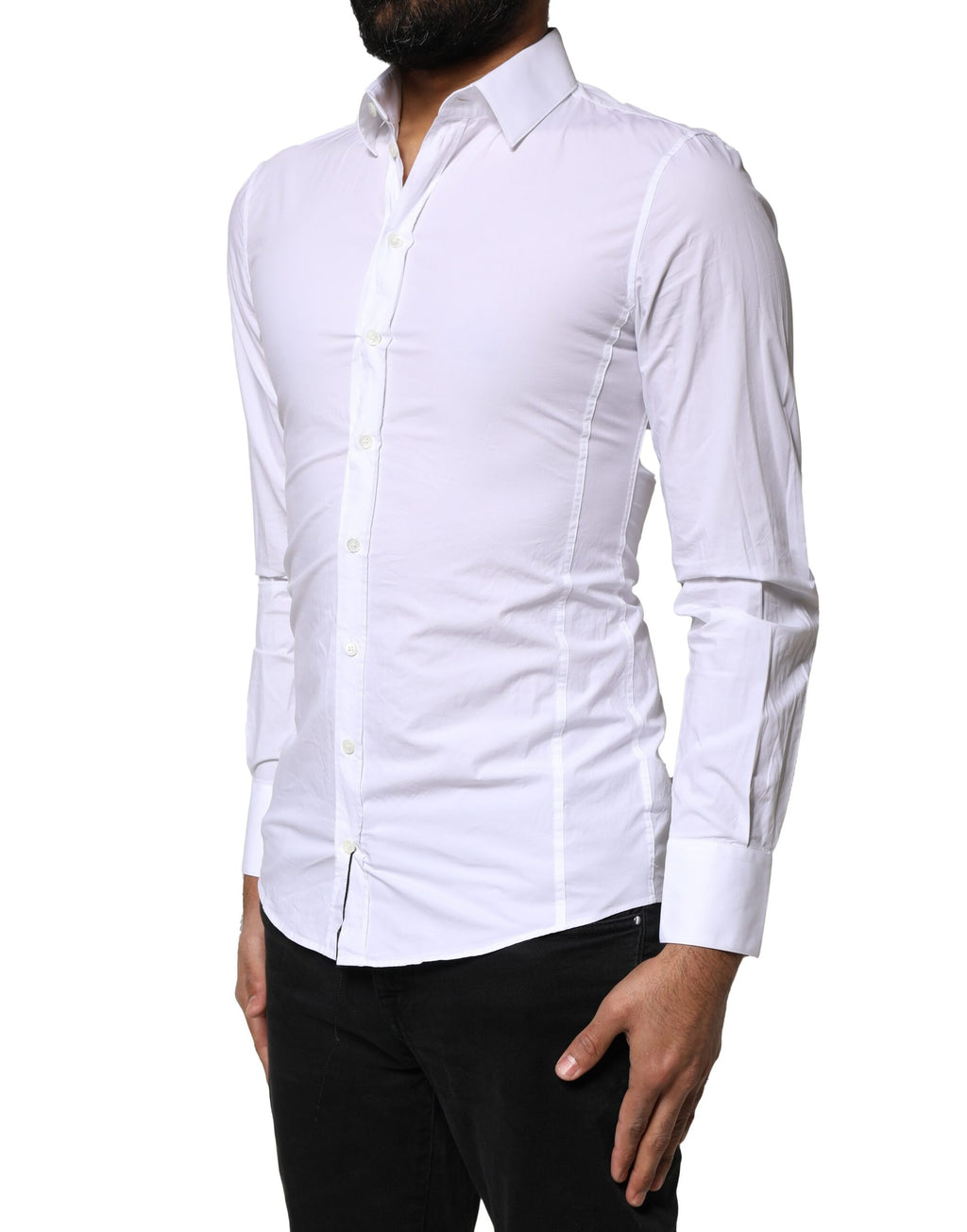 Chemise blanche formelle pour homme Dolce & Gabbana SICILIA en coton, à col classique et manches longues.