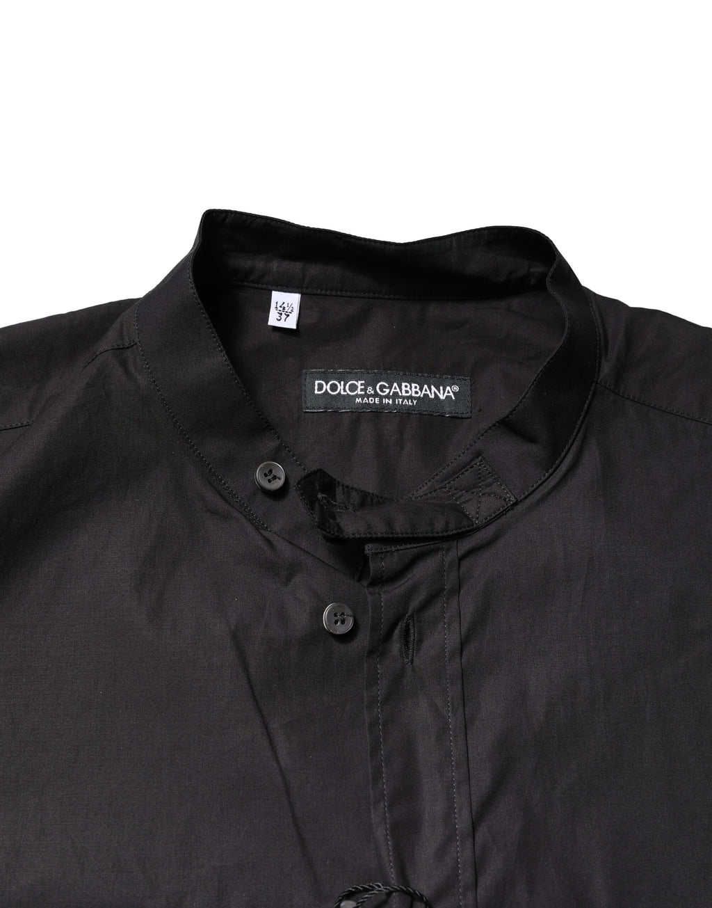 Chemise décontractée noire en coton Dolce & Gabbana pour homme, boutonnière classique et style élégant.
