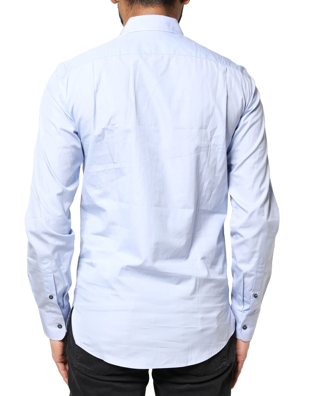 Chemise longue en coton Dolce & Gabbana Light Blue, manches longues, style élégant et classique pour homme.
