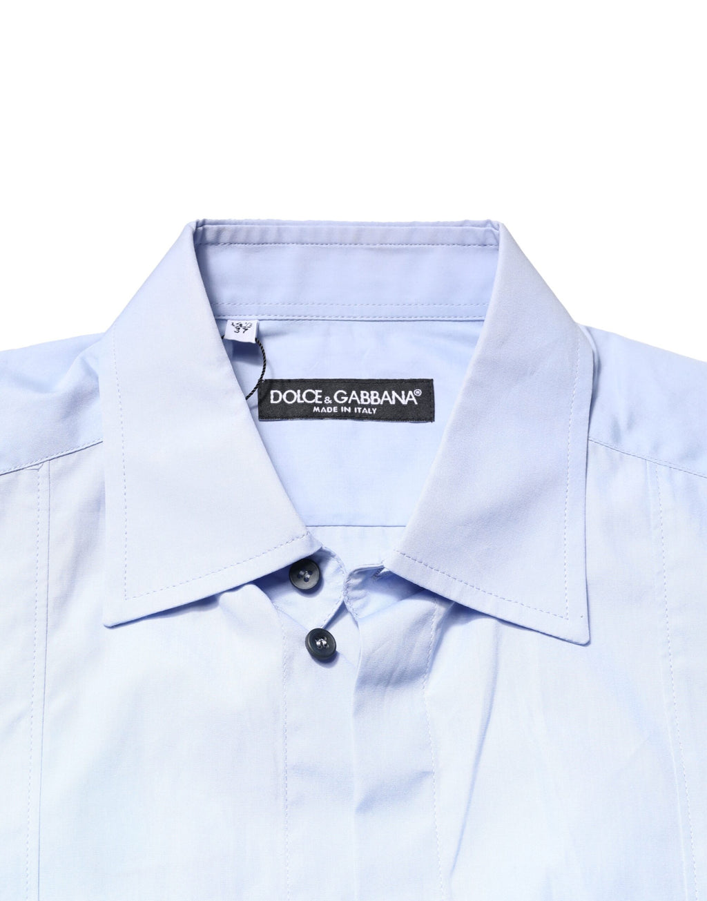 Chemise longue en coton Dolce & Gabbana Light Blue, à manches longues, style élégant et moderne.
