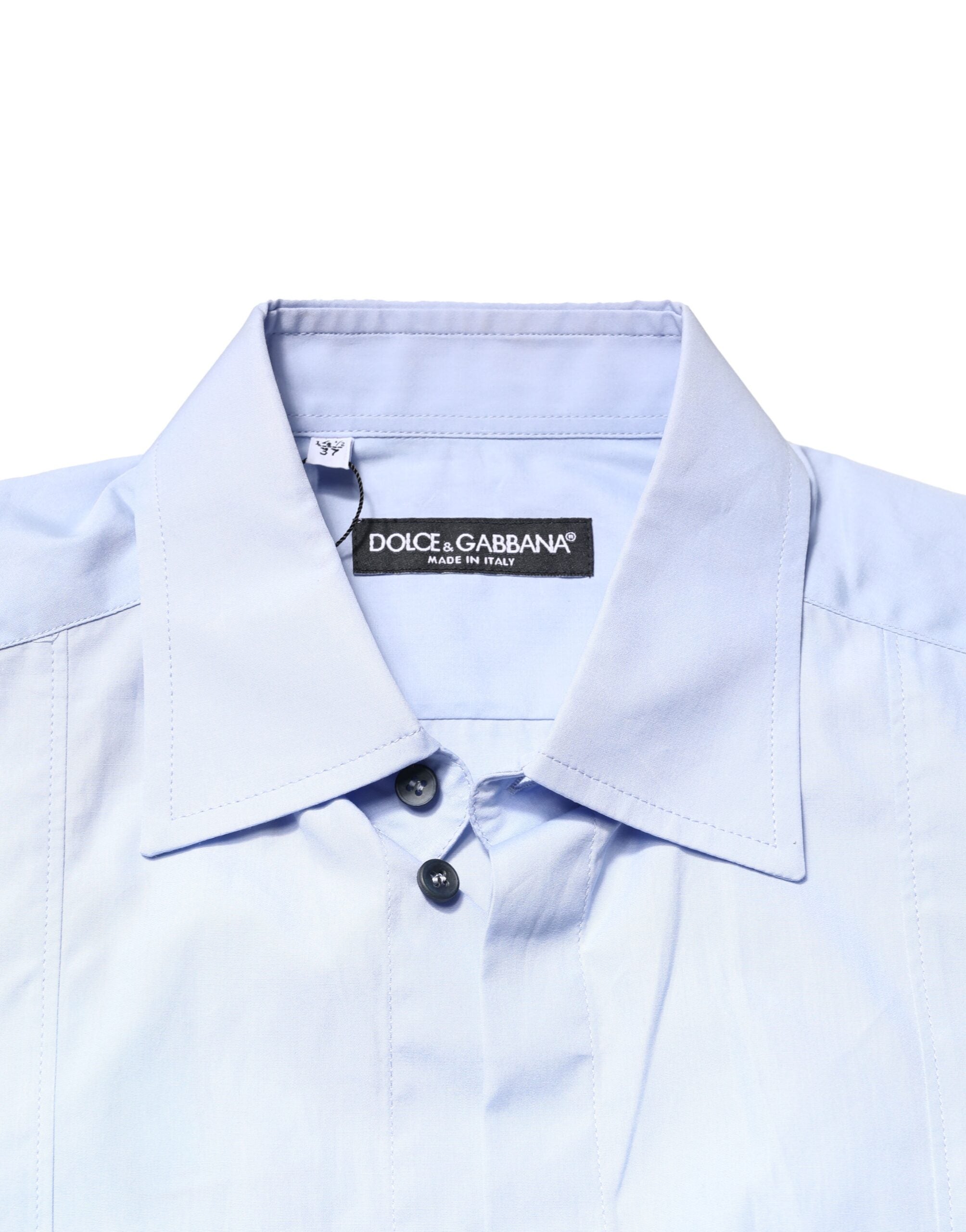 Chemise longue en coton Dolce & Gabbana Light Blue, à manches longues, style élégant et moderne.