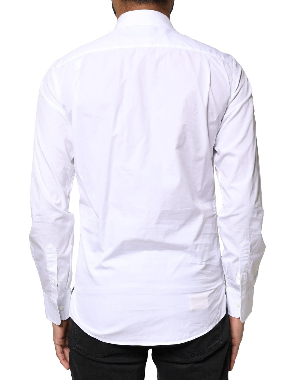 Chemise formelle blanche en coton à manches longues de Dolce & Gabbana, élégante et sophistiquée.