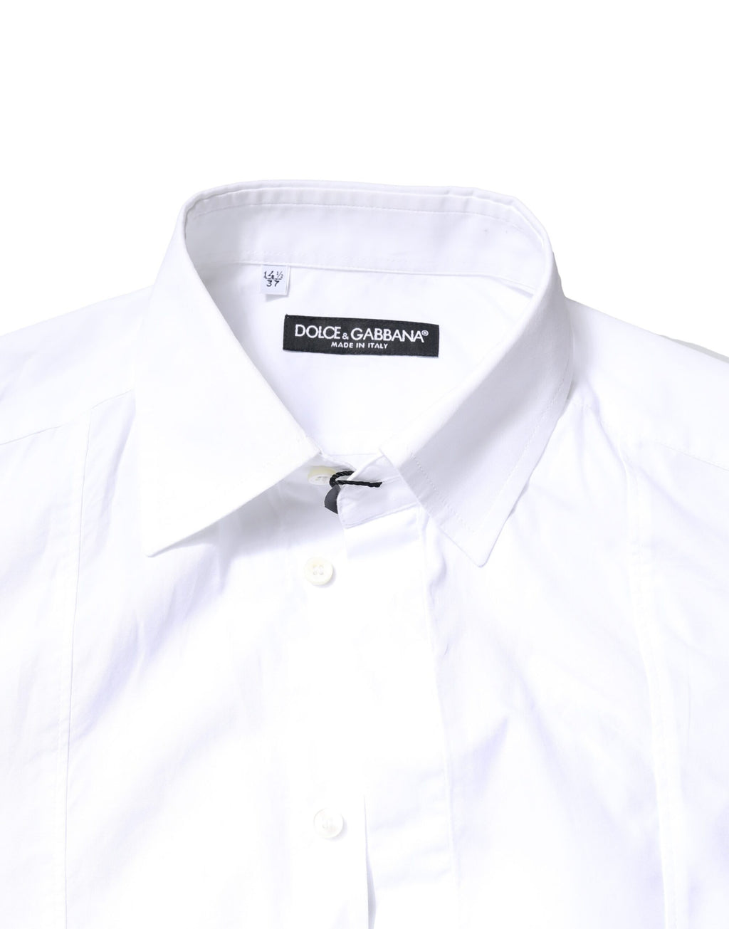 Chemise blanche en coton à manches longues de la marque Dolce & Gabbana, vêtement formel pour homme.