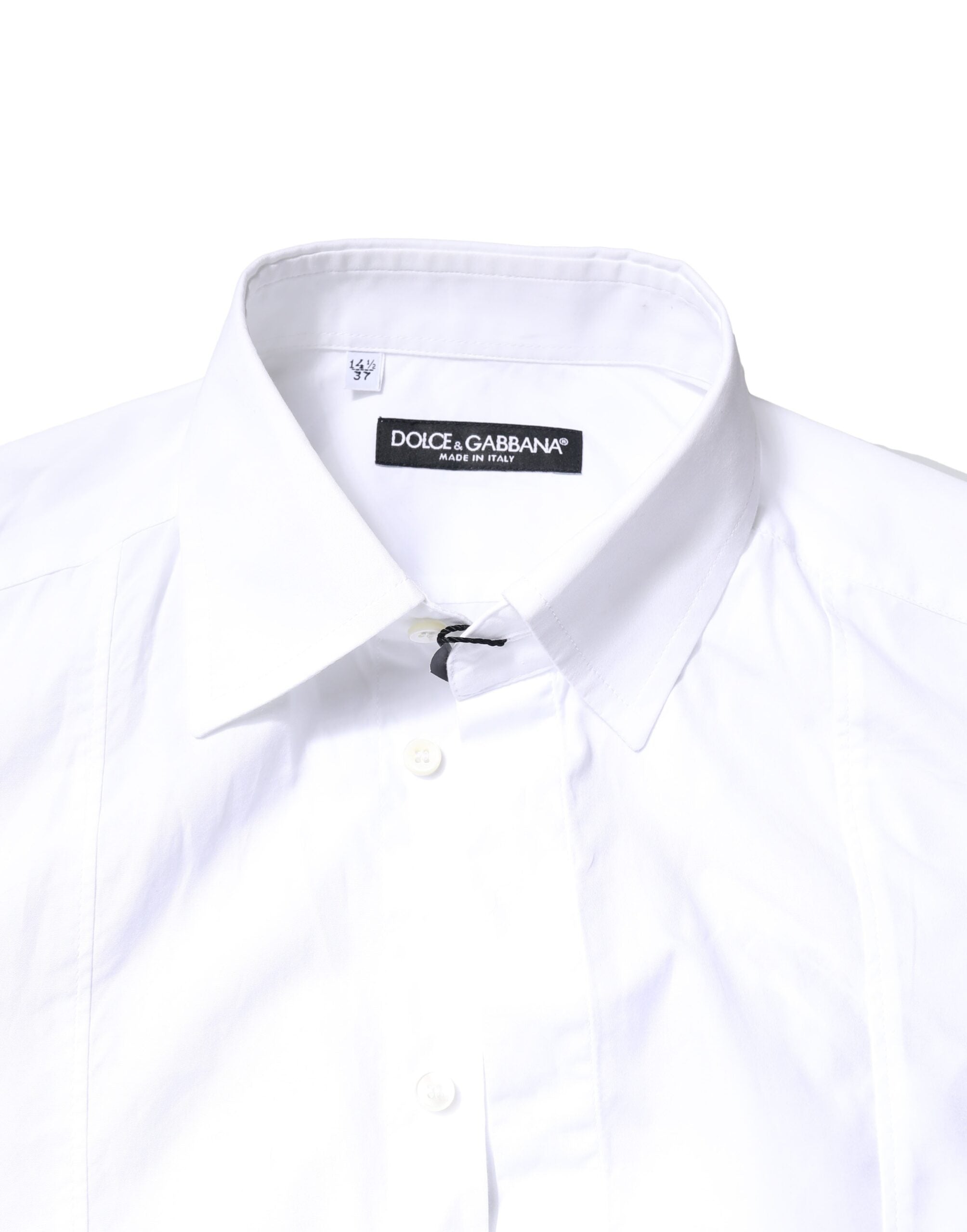 Chemise blanche en coton à manches longues de la marque Dolce & Gabbana, vêtement formel pour homme.