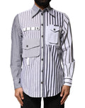 Chemise décontractée à rayures multicolores Dolce & Gabbana avec boutons, style casual et tissu léger visible sur l’image.