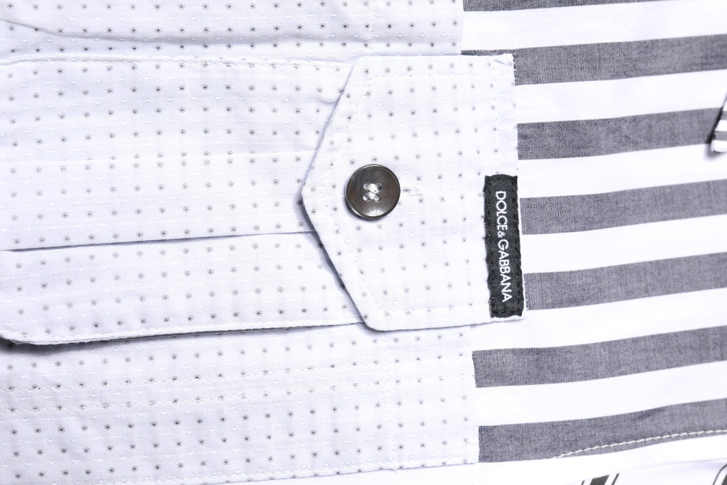 Chemise décontractée à rayures multicolores Dolce & Gabbana avec boutons, tissu léger et style élégant.