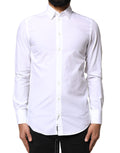 Chemise formelle blanche en coton Dolce & Gabbana pour homme, style Martini, vue de face sur fond blanc.