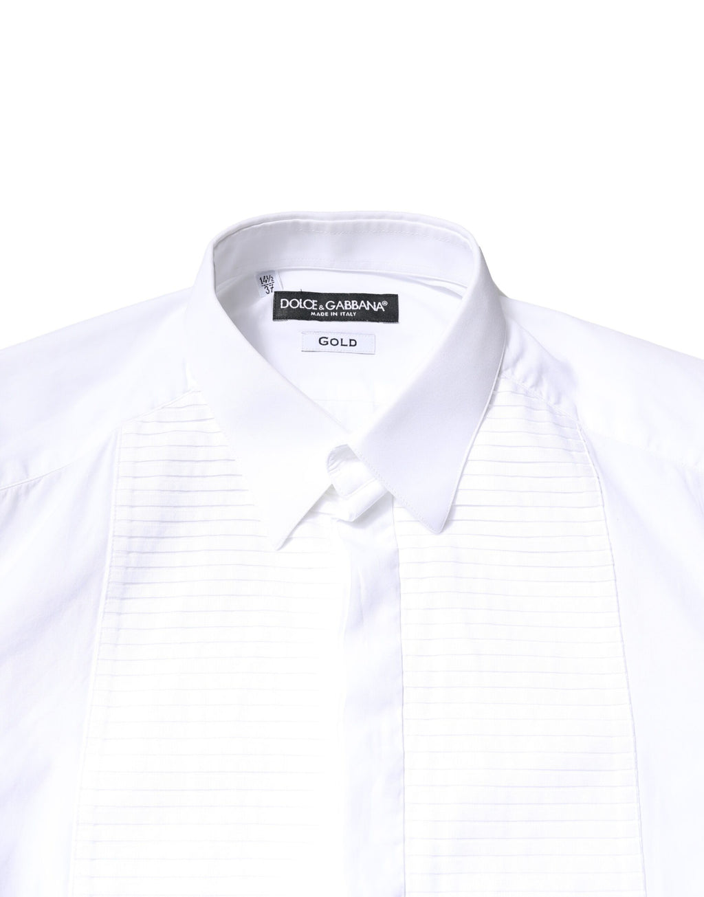 Chemise homme Dolce & Gabbana en coton popeline blanche avec détails dorés, style élégant et classique.