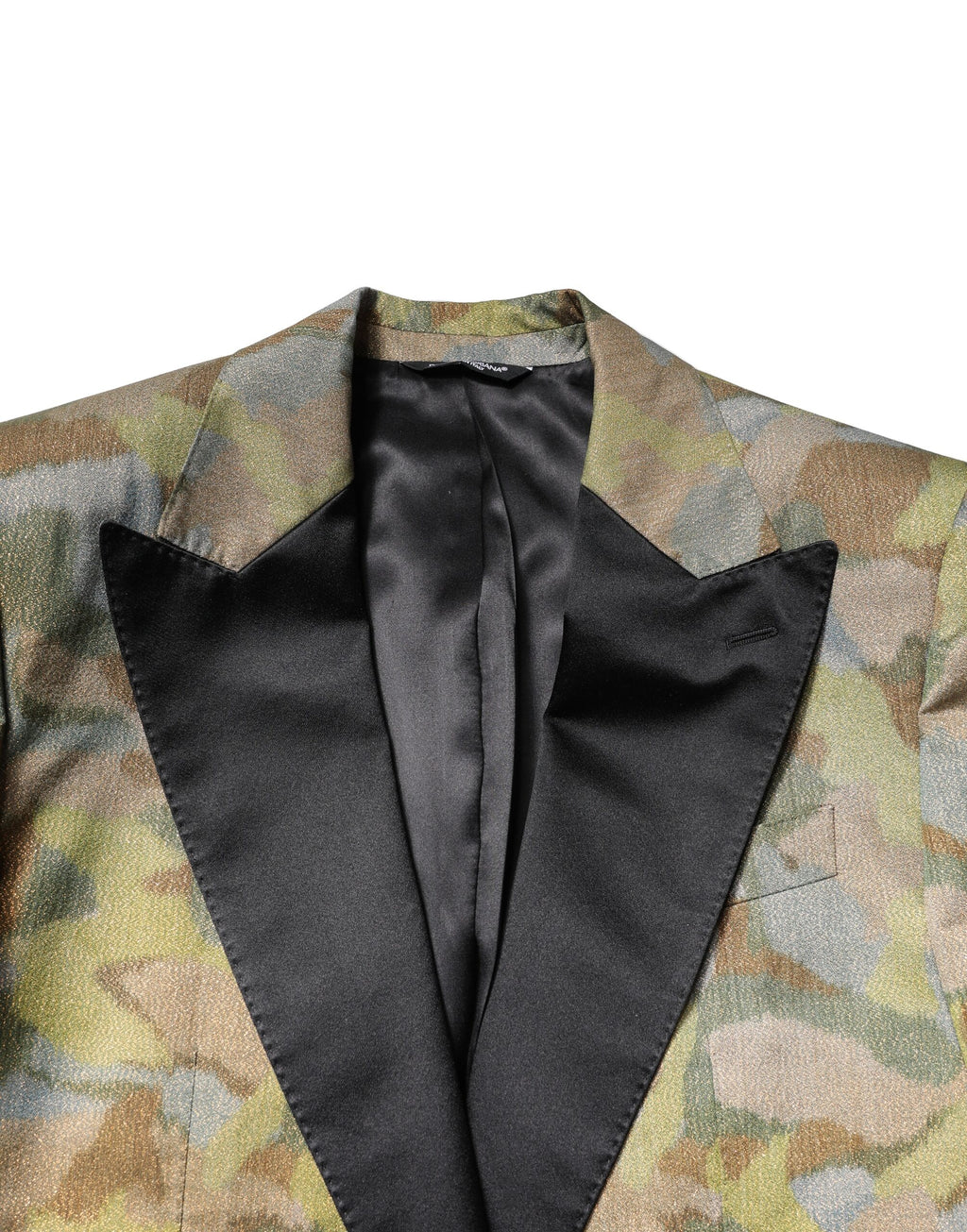 Costume Dolce & Gabbana SICILIA en camouflage multicolore, ensemble à trois pièces élégant et moderne.