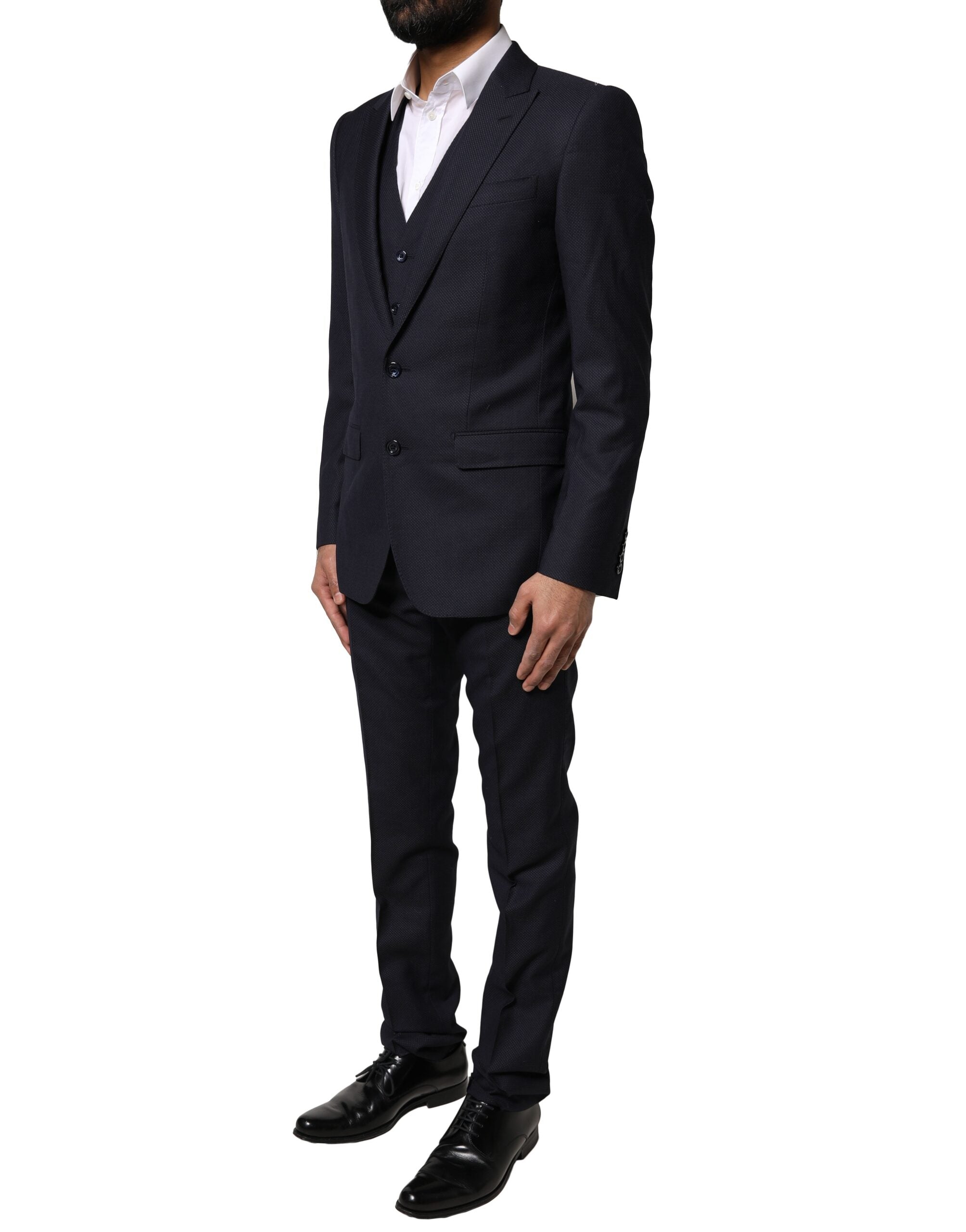 Costume formel noir Dolce & Gabbana Fantasy MARTINI en trois pièces, veste, pantalon et gilet, pour homme élégamment présenté.