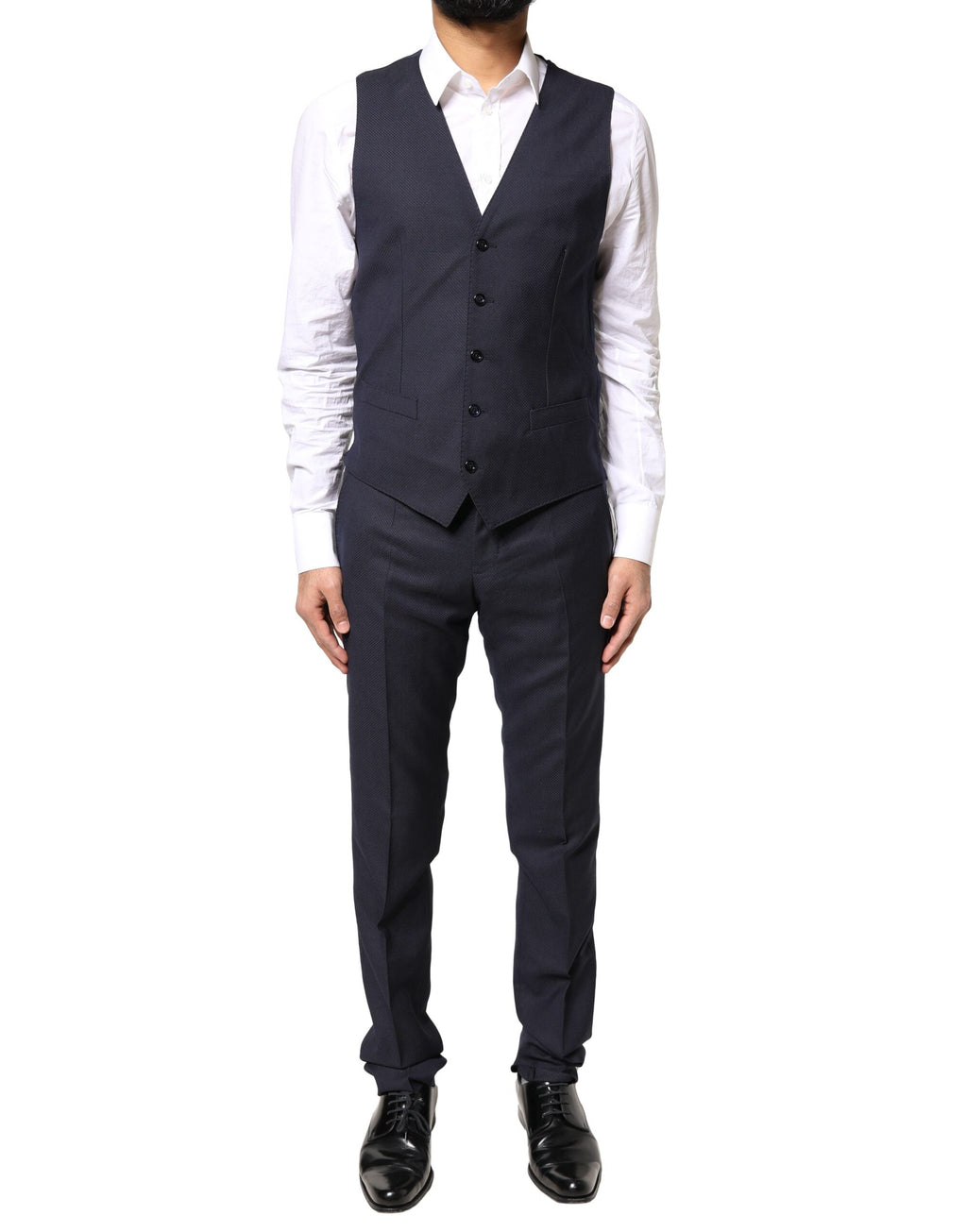 Costume formel noir Dolce & Gabbana Fantasy Martini, 3 pièces, costume élégant avec veste, pantalon et chemise.