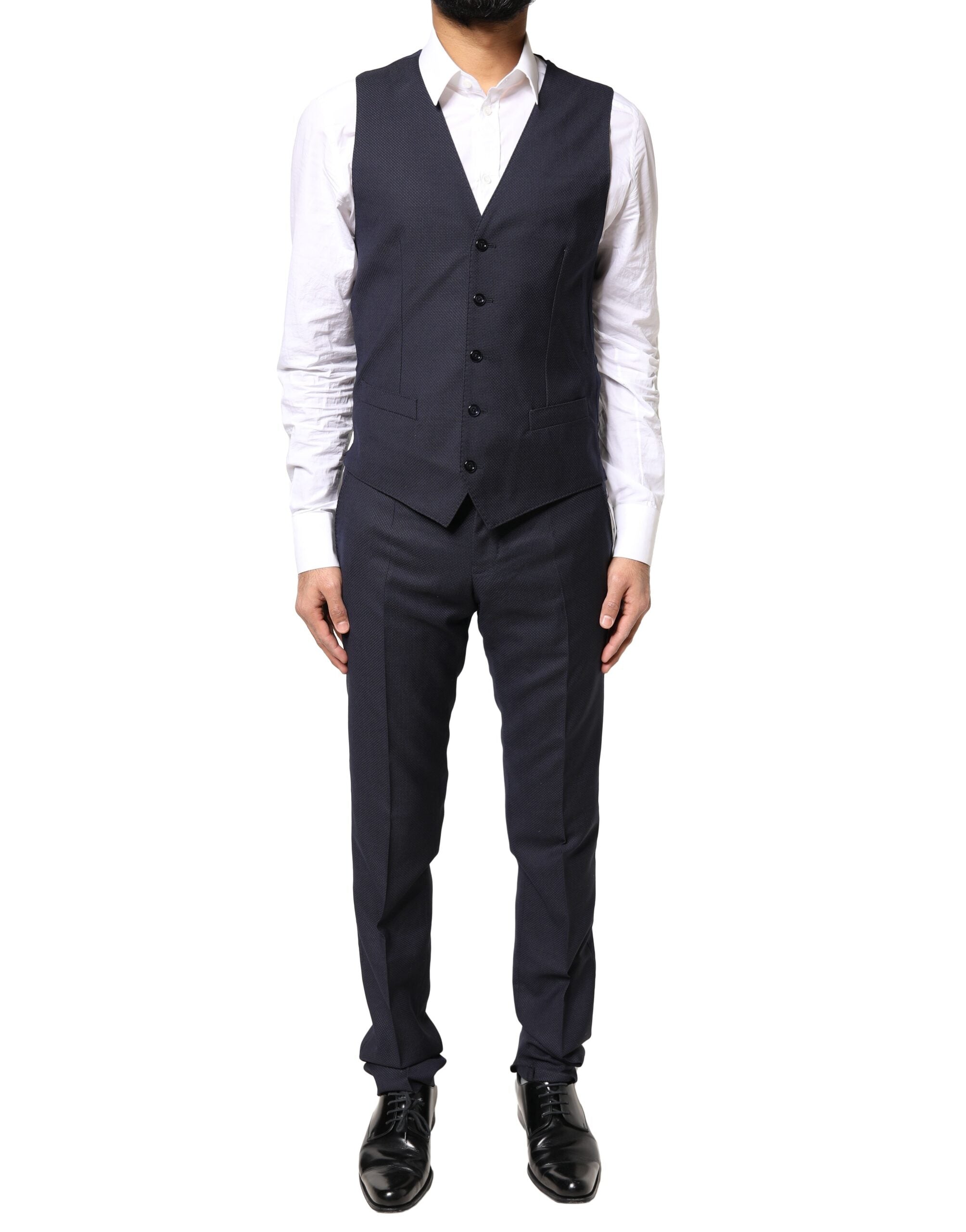 Costume formel noir Dolce & Gabbana Fantasy Martini, 3 pièces, costume élégant avec veste, pantalon et chemise.