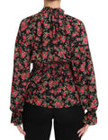 Dolce & Gabbana Schwarzes Blumenhemd-Top mit Rosenprint