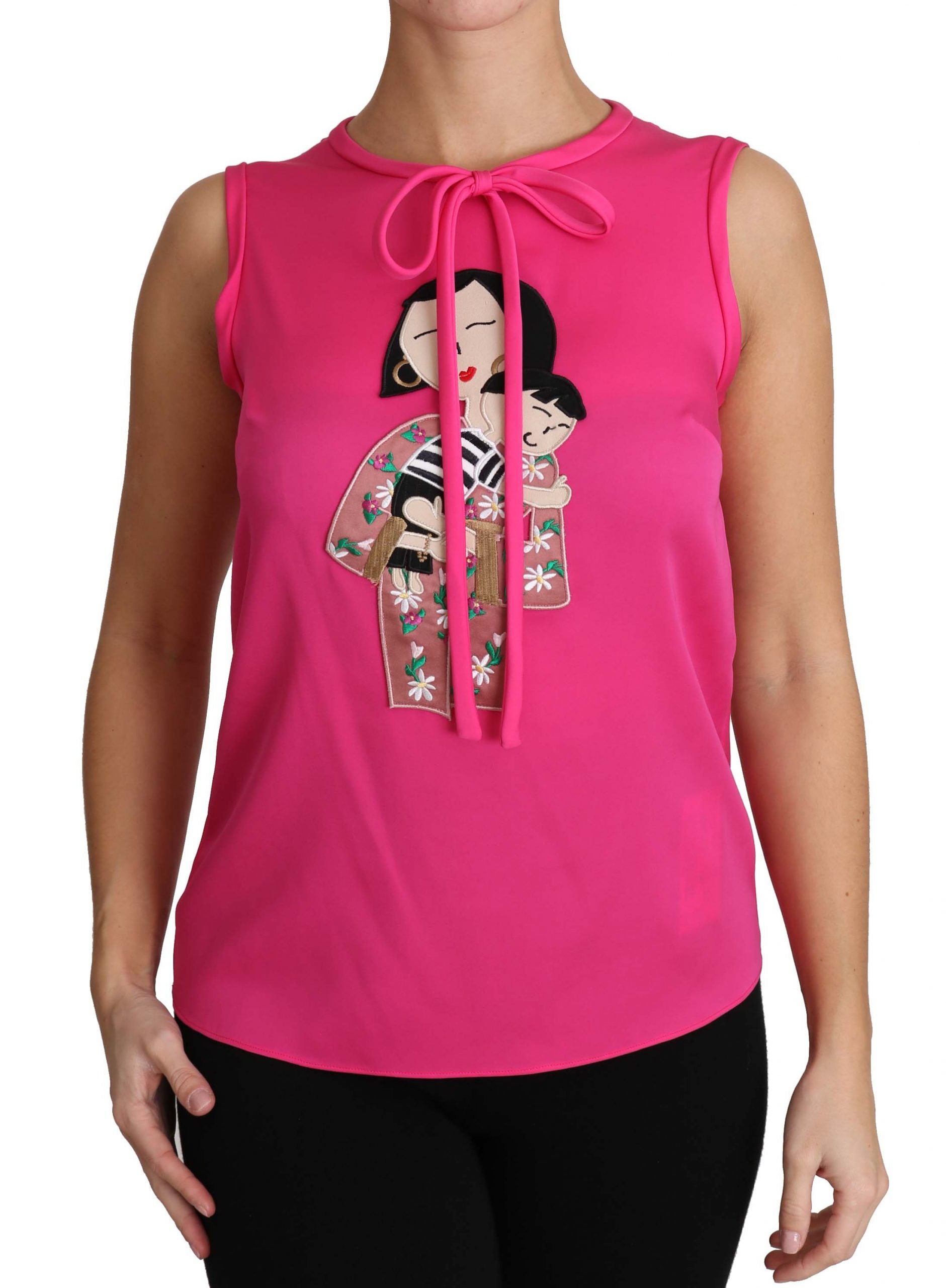 Dolce & Gabbana Pink Family Seidentanktop Mama Bluse Top Shirt