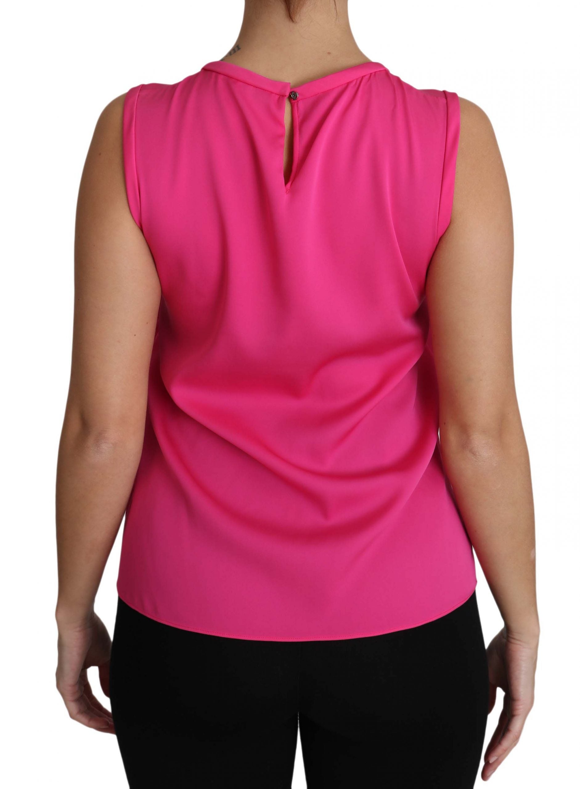 Haut en soie rose Dolce & Gabbana pour femme, blouse familiale élégante avec coupe fluide et détails sophistiqués.