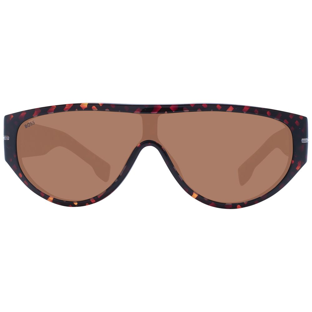 Lunettes de soleil en écaille de acétate marron de la marque Hugo Boss, style élégant pour homme