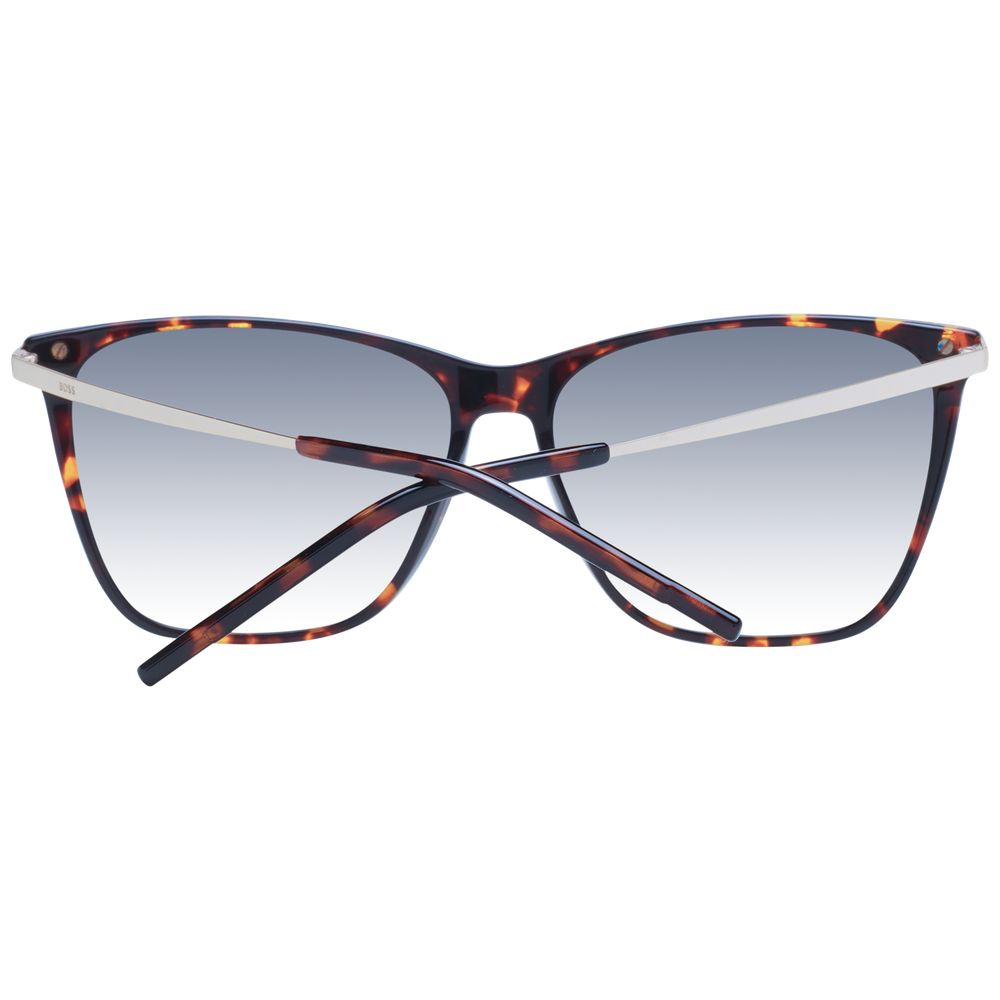 Lunettes de soleil marron en acétate de la marque Hugo Boss, style élégant, avec monture épaisse et verres sombres.