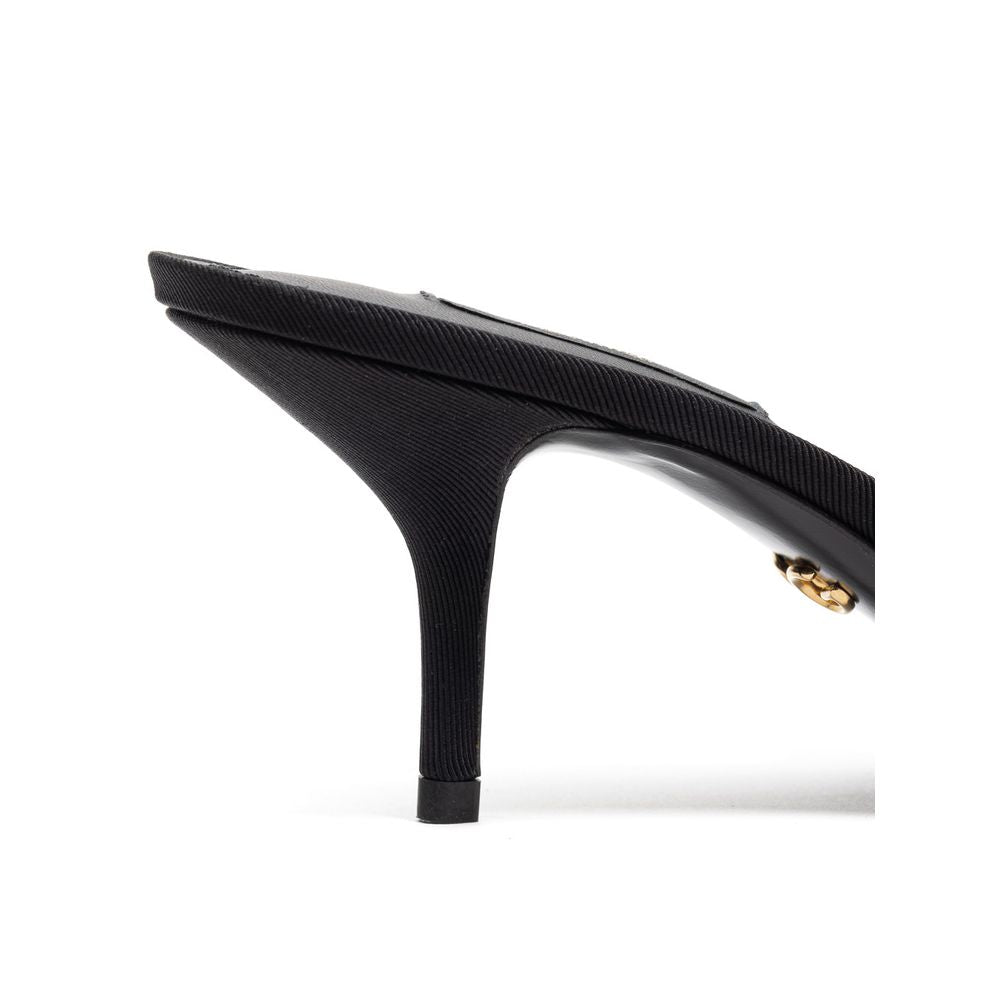 Mules en coton noir de Dolce & Gabbana, chaussures élégantes pour femmes, avec design épuré et finition soignée.